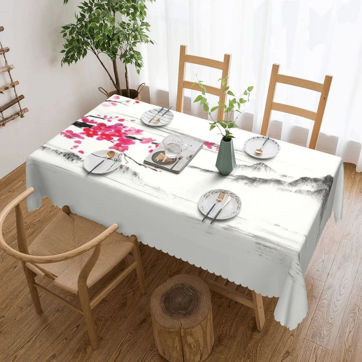 

Rectangular Tablecloth Tablecloth Fit 45"-50" Table Cloth Japanese Flower Table Cover