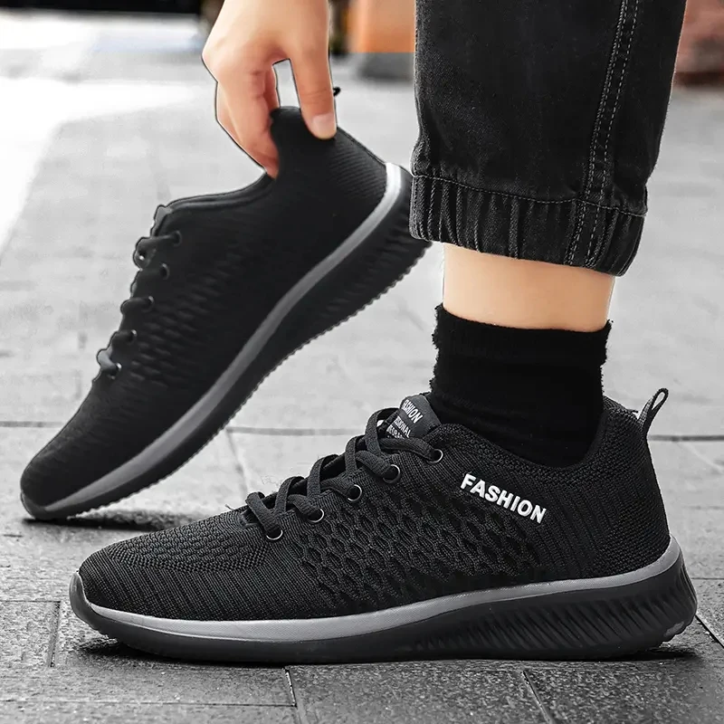 2025 Men Running Walking Knit Shoes Fashion Casual Sneakers Breathable Sport Athletic Gym Lightweight Men Sneakers Casual Shoes