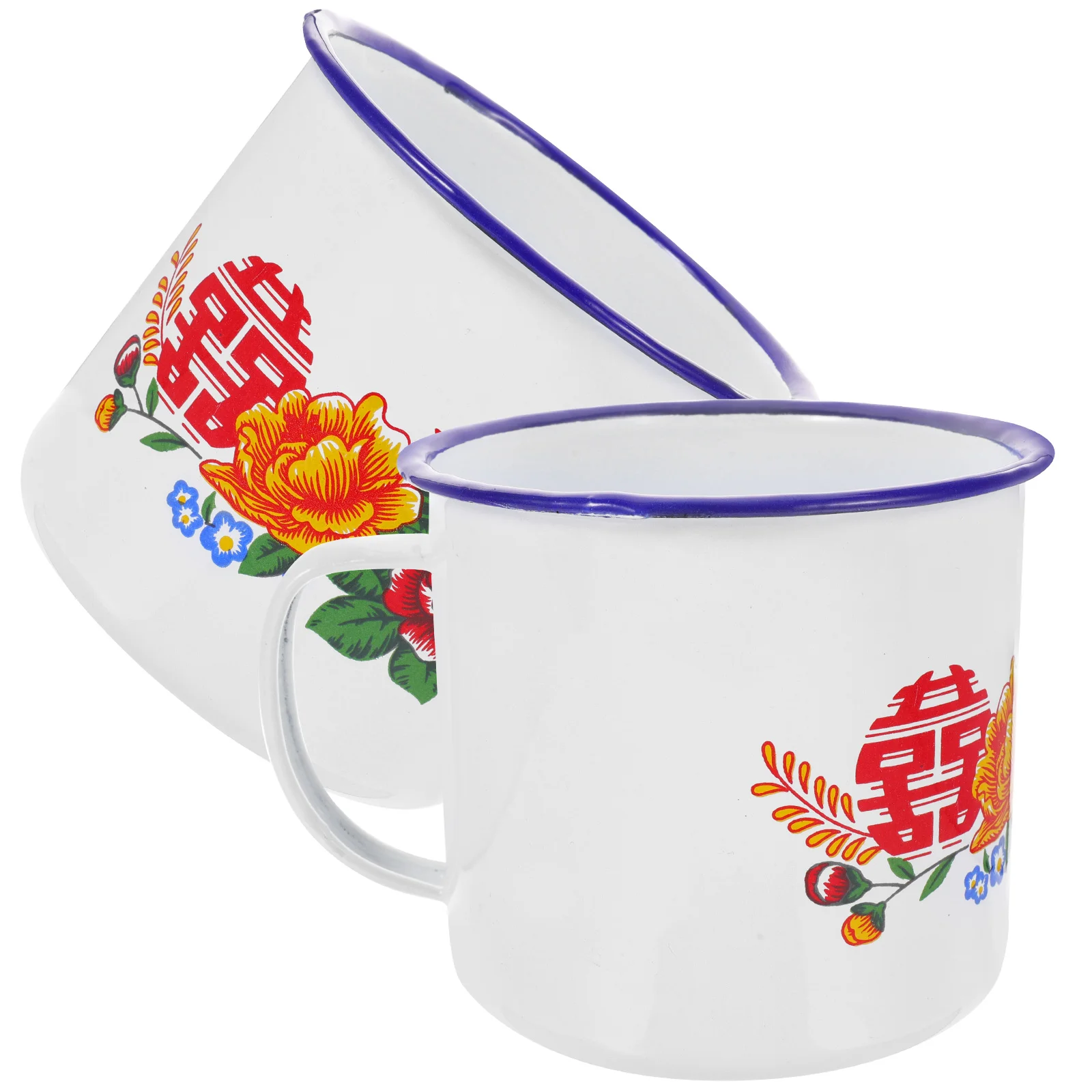 

2 Pcs Enamel Mug Daily Use Teacup Cups and Mugs Coffee Party Gift Vintage Classic Design