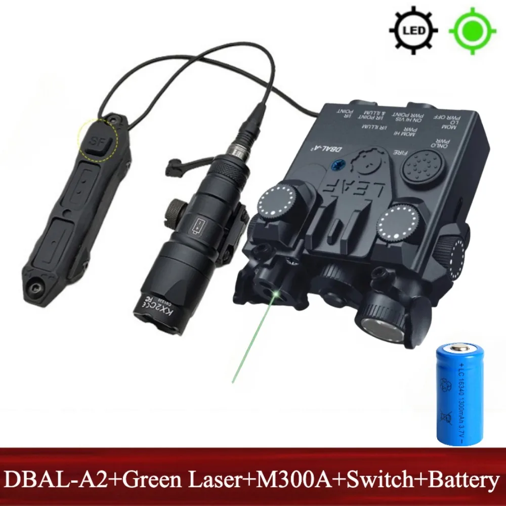 التكتيكية DBAL-A2 سلاح بندقية ضوء أحمر أخضر نقطة كومبو M300A M600C مصباح ليد جيب للتصوير في الهواء الطلق مع مفتاح ضغط مزدوج
