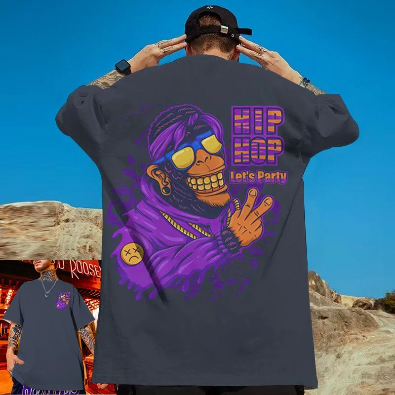 

Funny 3D Animal Print Mens T Shirt Street Hip Hop Trend Harajuku Clothes Anime Monkey Pattern Fashion Short Sleeve Tees Y2k Tops