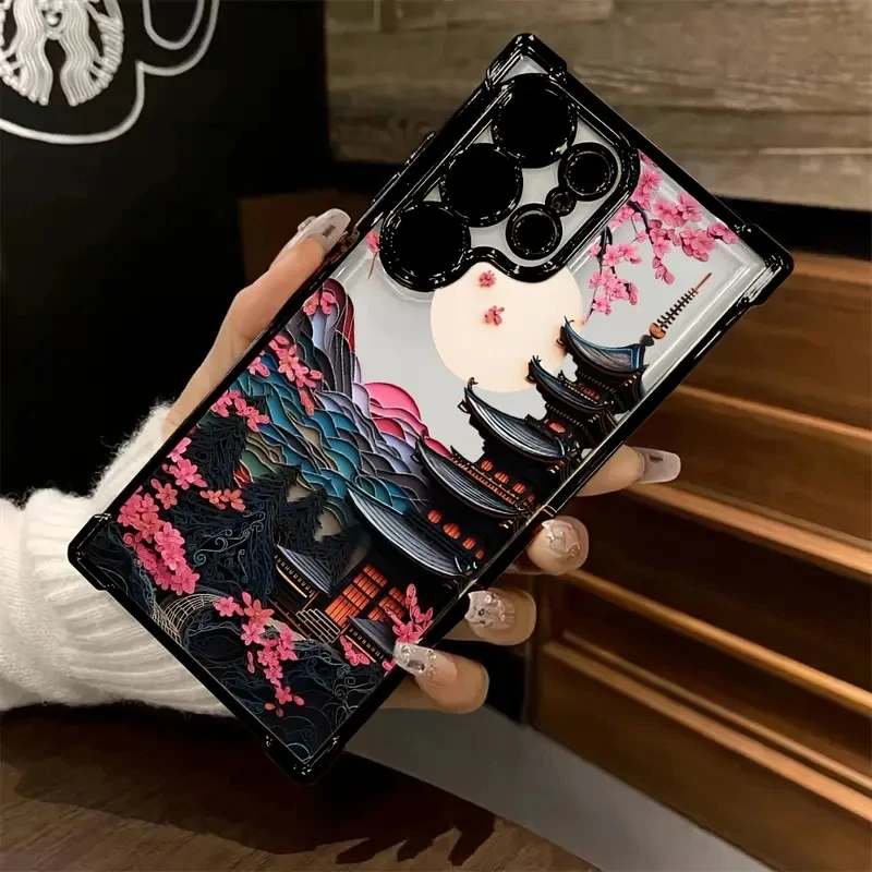 Japanese-Style Ancient House Airbag Phone Case for Samsung Galaxy S26 S25 S24 Ultra S23 S22 Plus S21FE A56 A55 A54 A53 A35 Cover