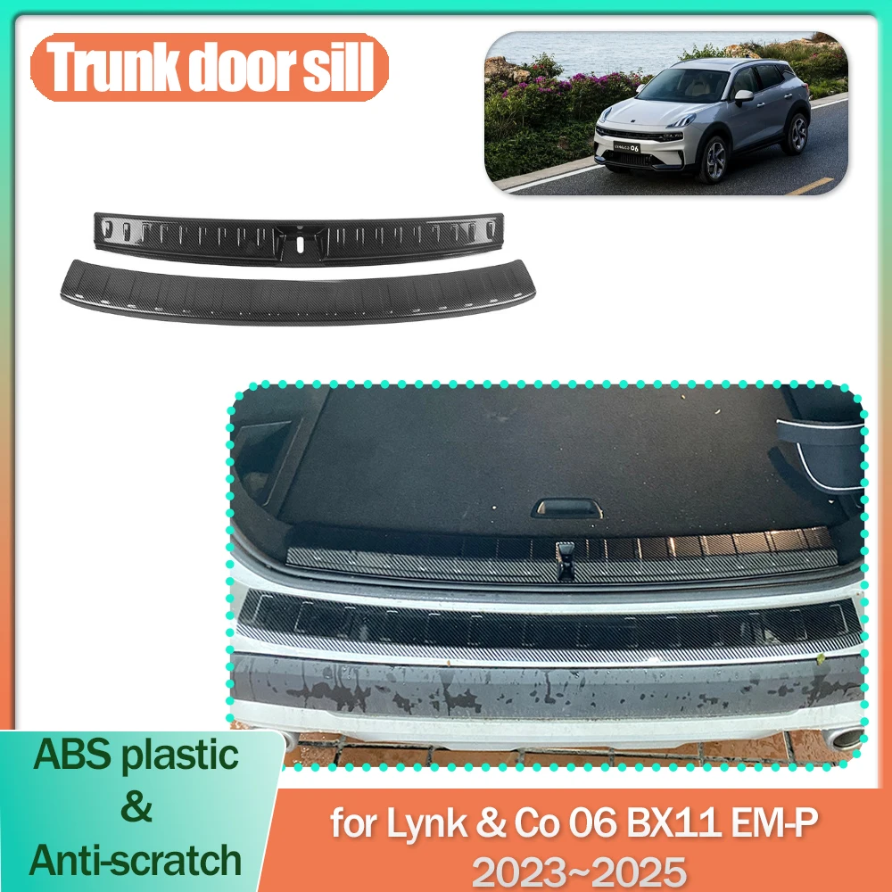 

Порог багажника автомобиля для Lynk & Co 06 BX11 EM-P 2023 ~ 2025 2024 ABS, защита от царапин, накладка на порог, деталь, аксессуары