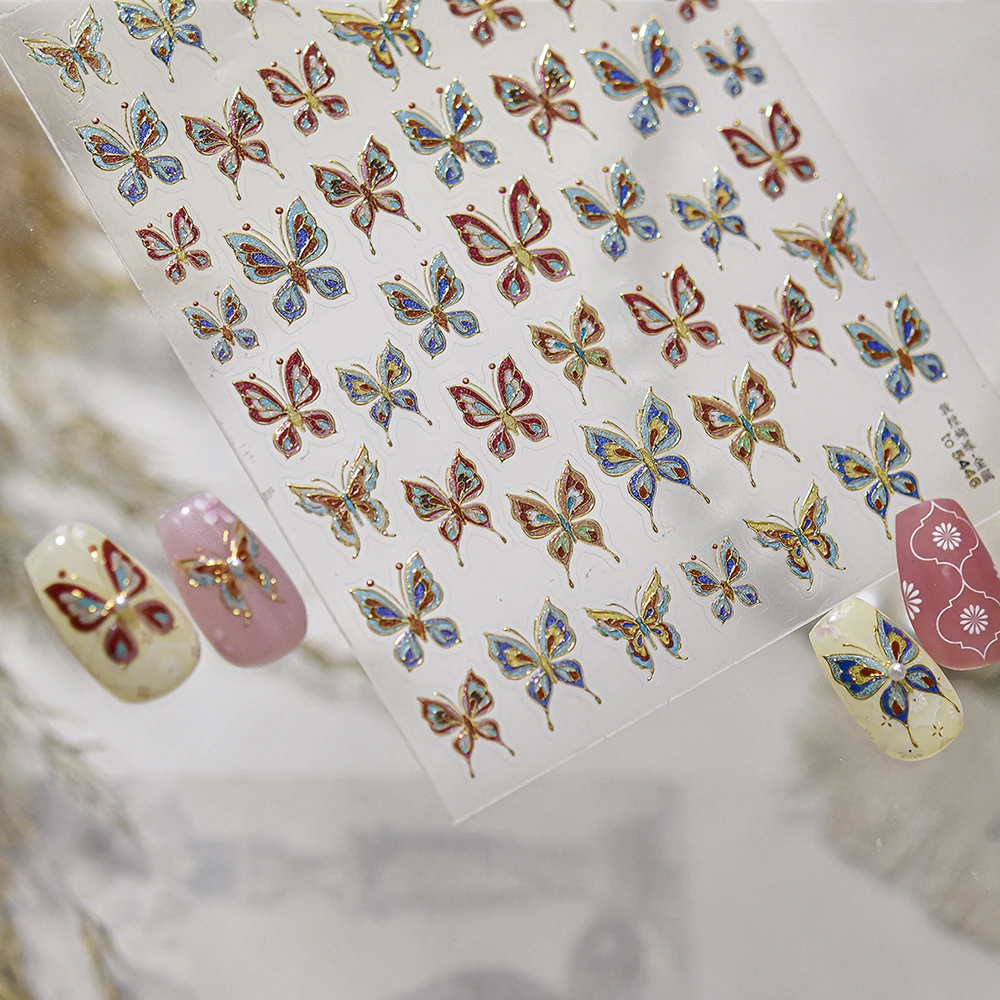 5D البرنز الذهب خمر فراشة مسمار ملصقات أورورا براون الخريف الفراشات مسمار الشارات لاصق فراشة مسمار الديكور #3