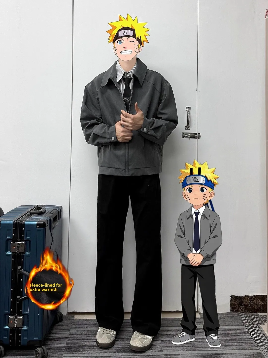 

Bla Fce Lined Drapey Men's Casual Straight Leg Pants Waist Slimming Trousers for Winter Youth Faion Cool Sle