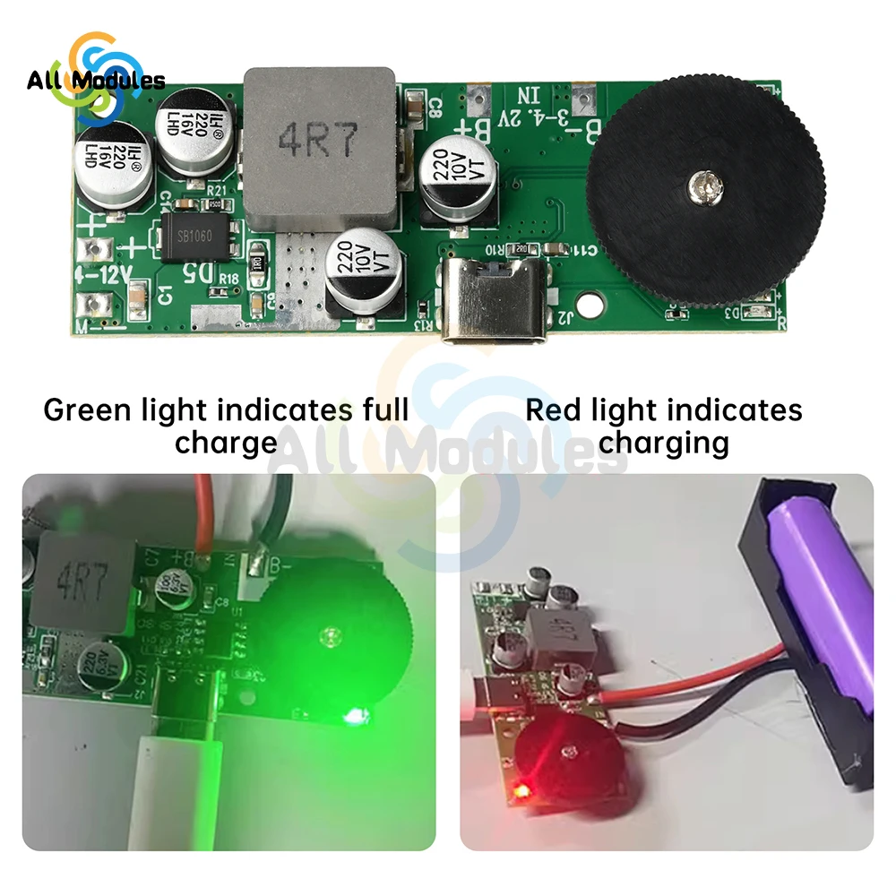 

DC-DC 3.7V to 9V/12V Stepless Speed Regulation Fan Board 12W Small Fan Circuit Board Boost Module Type C