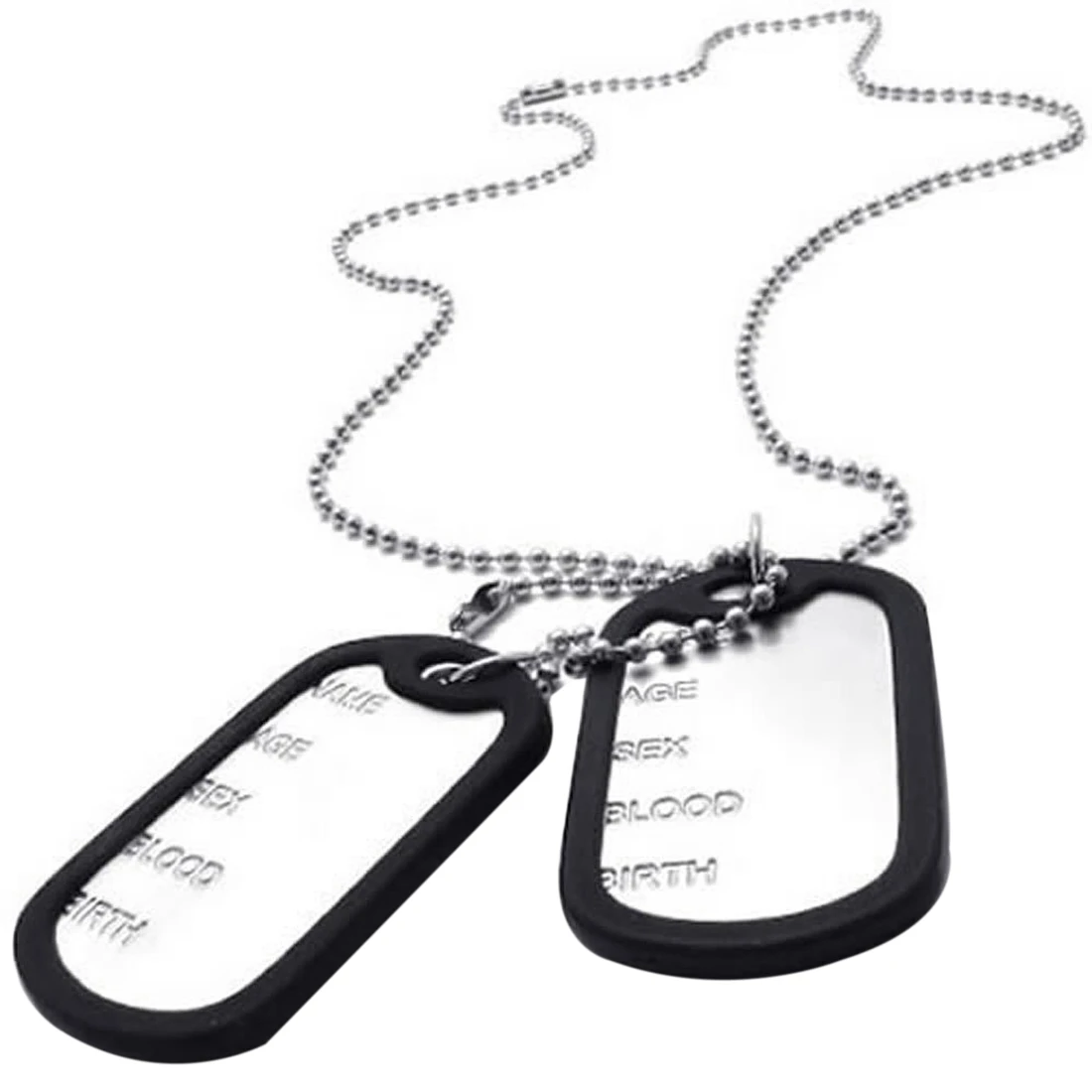 قلادة AOAO-Jewelry للرجال، قلادة على شكل علامة كلب مع سلسلة 68 سم، فضي أسود