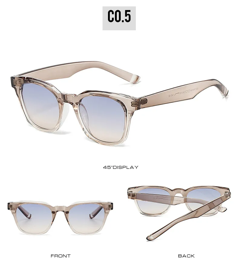 Retro klassische quadratische Sonnenbrille Damen Herren Unisex Casual Travel TR90 Sonnenschutz Jelly Color Brillen – Detail 11