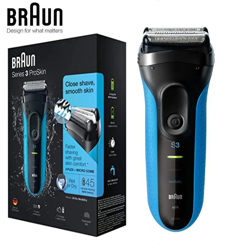 Braun Electric Shaver 3010s Close Shave Smooth Skin for Men Electric Razor with Floating Cutters Flash Quick Charge Waterproof