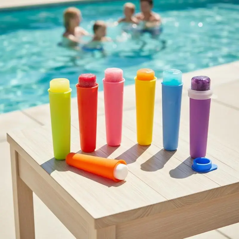6Pcs Reusable Silicone Popsicle Molds With Lids Tubes Leak-Proof Easy One-Press Release For Homemade Yogurt Bars Juice Popsicles