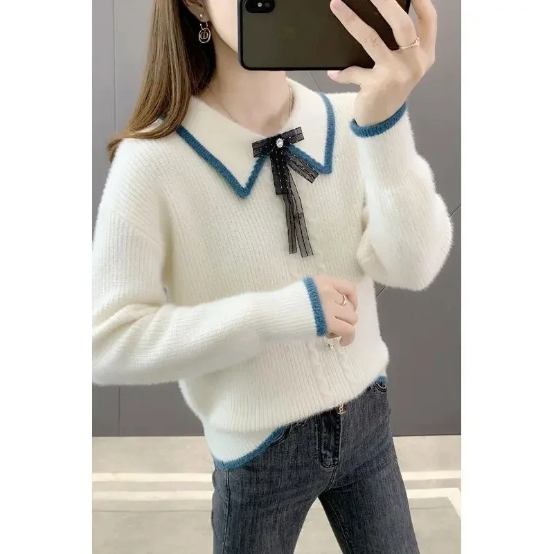 Women's Knitted Sweater Stretch Sexy Pullover Lady 2024 Autumn Winter Solid Color Sweater Slim Bottoming Shirt Jumper Sueter