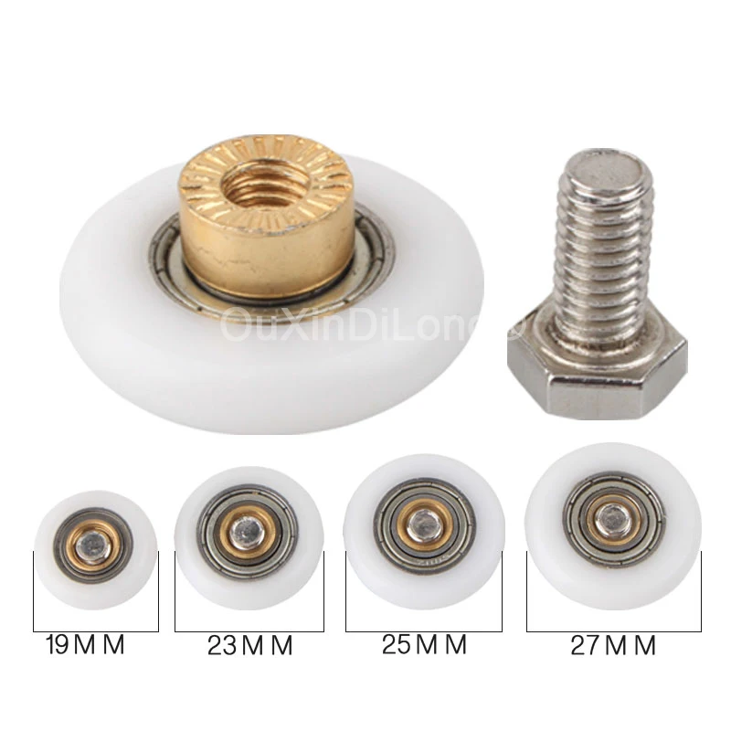 

4PCS Replacement Brass Single Door Rollers Diameter 23/25/27mm For 4-8mm Bathroom Sliding Door Wheel Runner Pulley Parts FJ1145