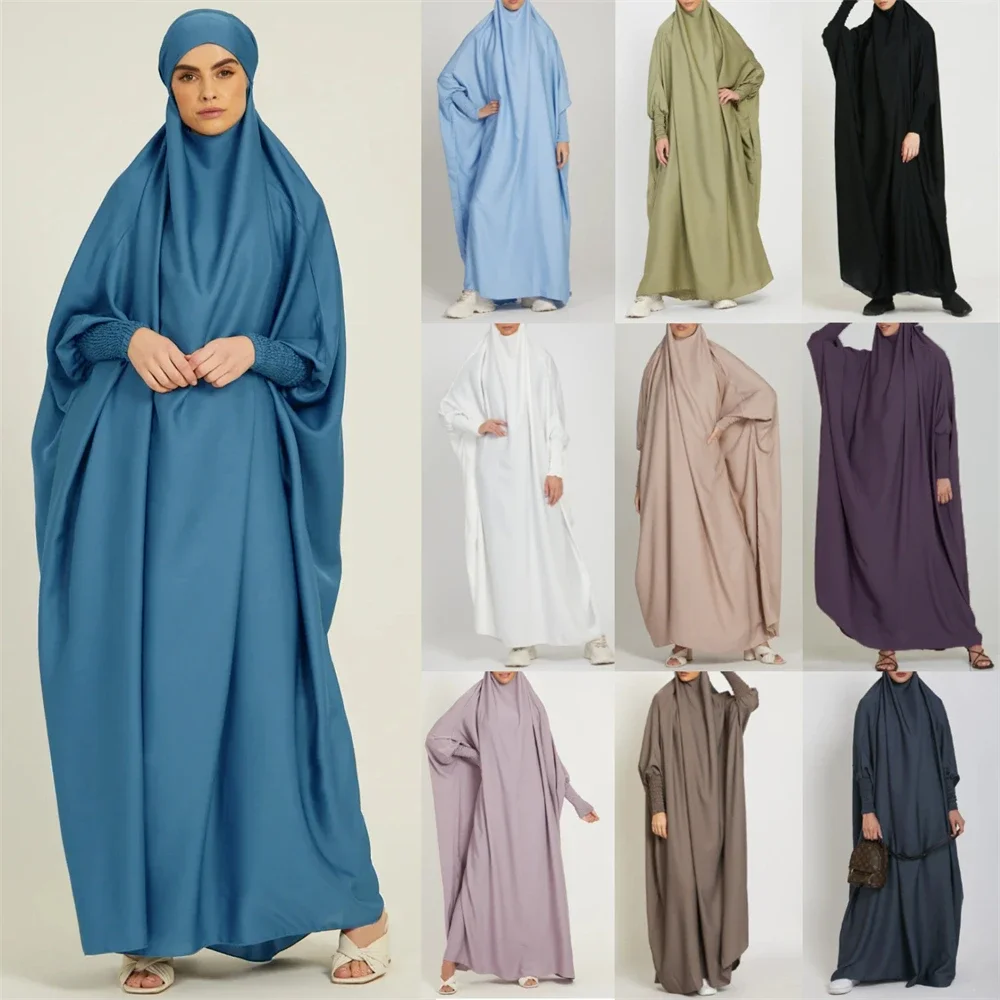 Traditional Muslim Women Abaya Long Khimar Dress Prayer Garment Islam Full Cover Arab Robe Burqa Kaftan Eid Hooded Ramadan Niqab