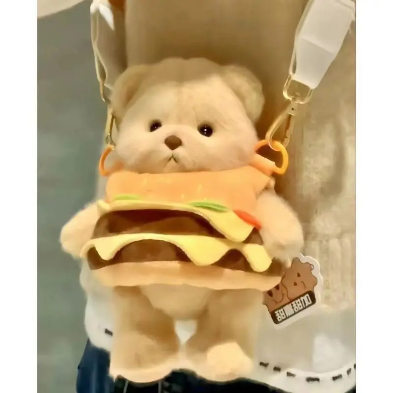 Gifts Detachable Hamburger Bear Small Shoulder Bag Ins Pacha Dog Plush Doll Messenger Bag Girls Coin Purse Little Bear Backpack