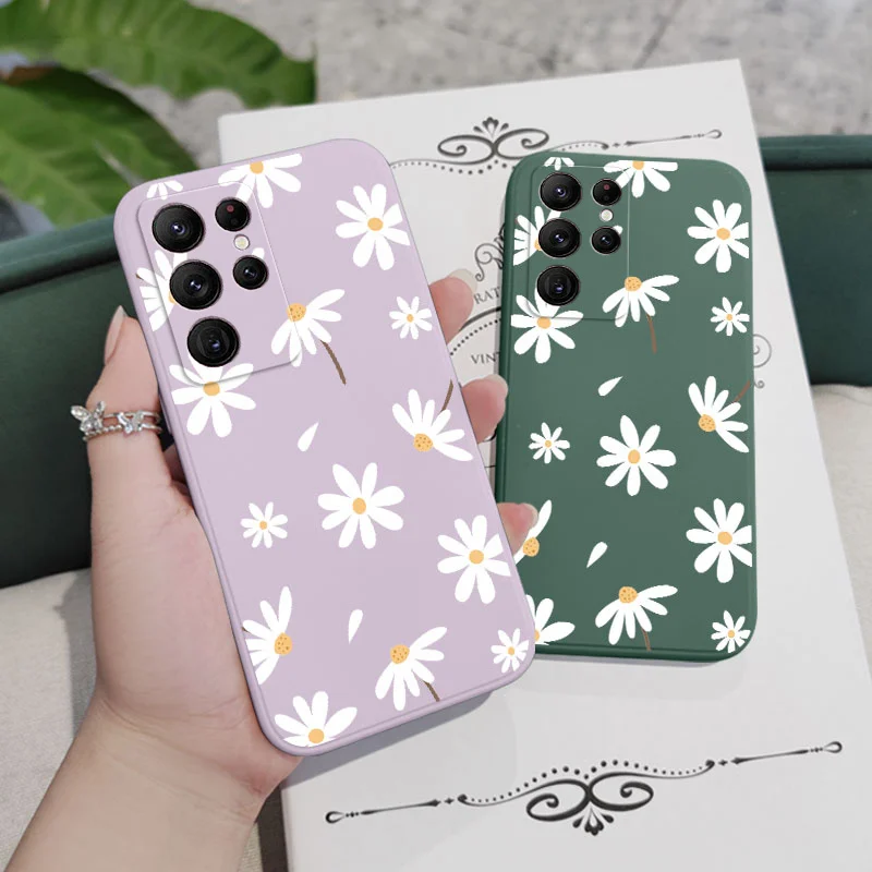 Plain Daisies Phone Case For Samsung Galaxy S24 S23 S22 S21 S20 Ultra Plus FE S10 S9 S10E Note 20 ultra 10 9 Plus Cover