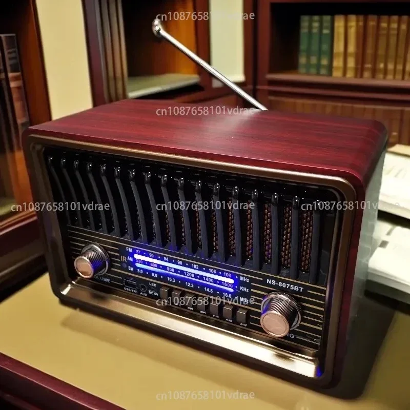 Retro Desktop Radio Night Light with FM, AM, and Shortwave Tuning, Bluetooth, Card Slot, and Charging