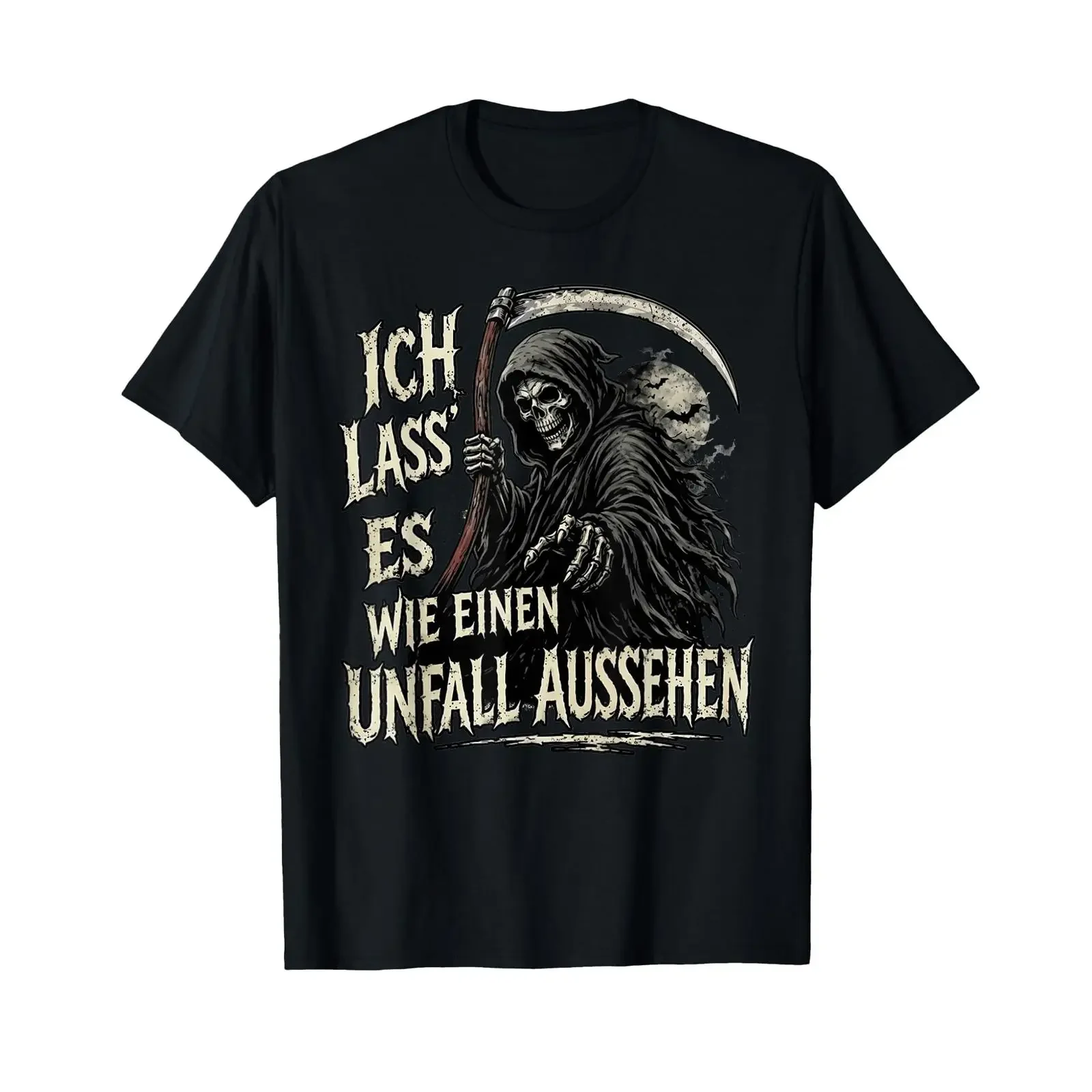 Reaper T shirt with German text I'll make it look like an accident vintage Washed Unisex Casual graphic streetwear fashion