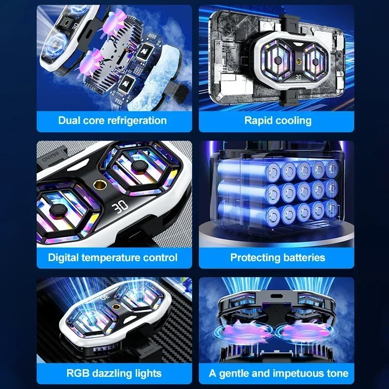 DY58 Mobile Phone Semiconductor Cooling Fan Radiator 3 Gear Adjustable Game Cooler For IOS Android Live Streaming Cool Heat Sink