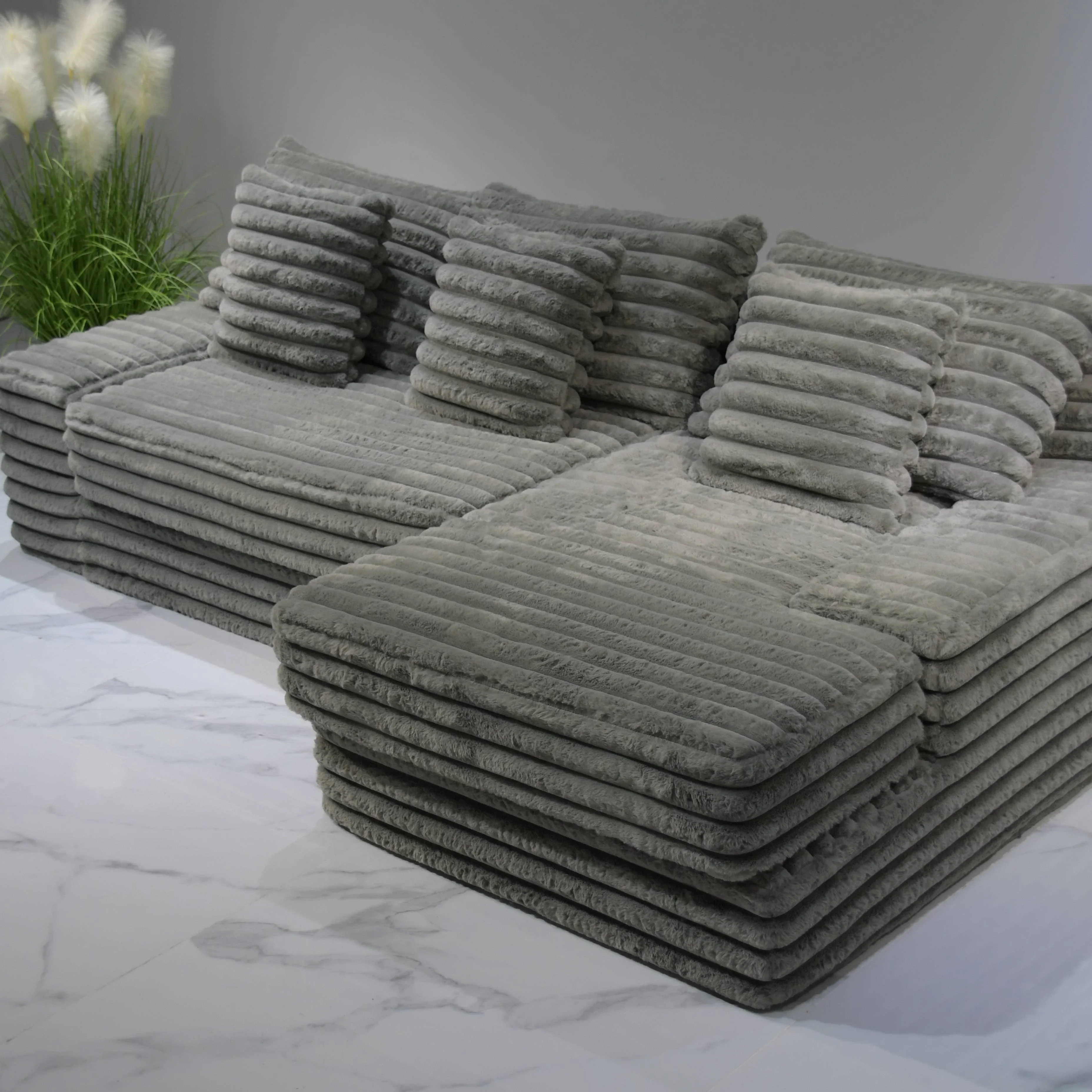 

Modern Living Room L Shape Sofa Compressed Furniture Sectional Foam Sofa Compression