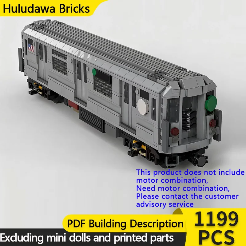 

City Car Model MOC Building Bricks Railway NYC Subway R62A Modular Technology Gifts Holiday Assemble Children Toys Suit