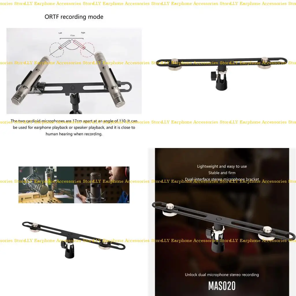 

462E Double Microphone Mounts Brackets 5/8“ Thread Stand Microphone Rods Adjustable