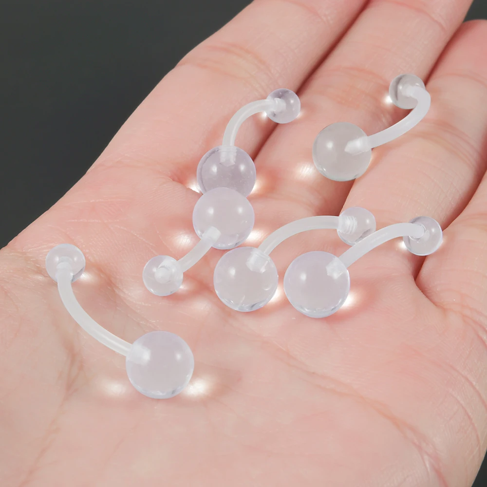Anneau de nombril transparent en acrylique pour femmes enceintes, anneaux de nombril, piercing flexible, haltère, bijoux de corps de grossesse, 7 pièces