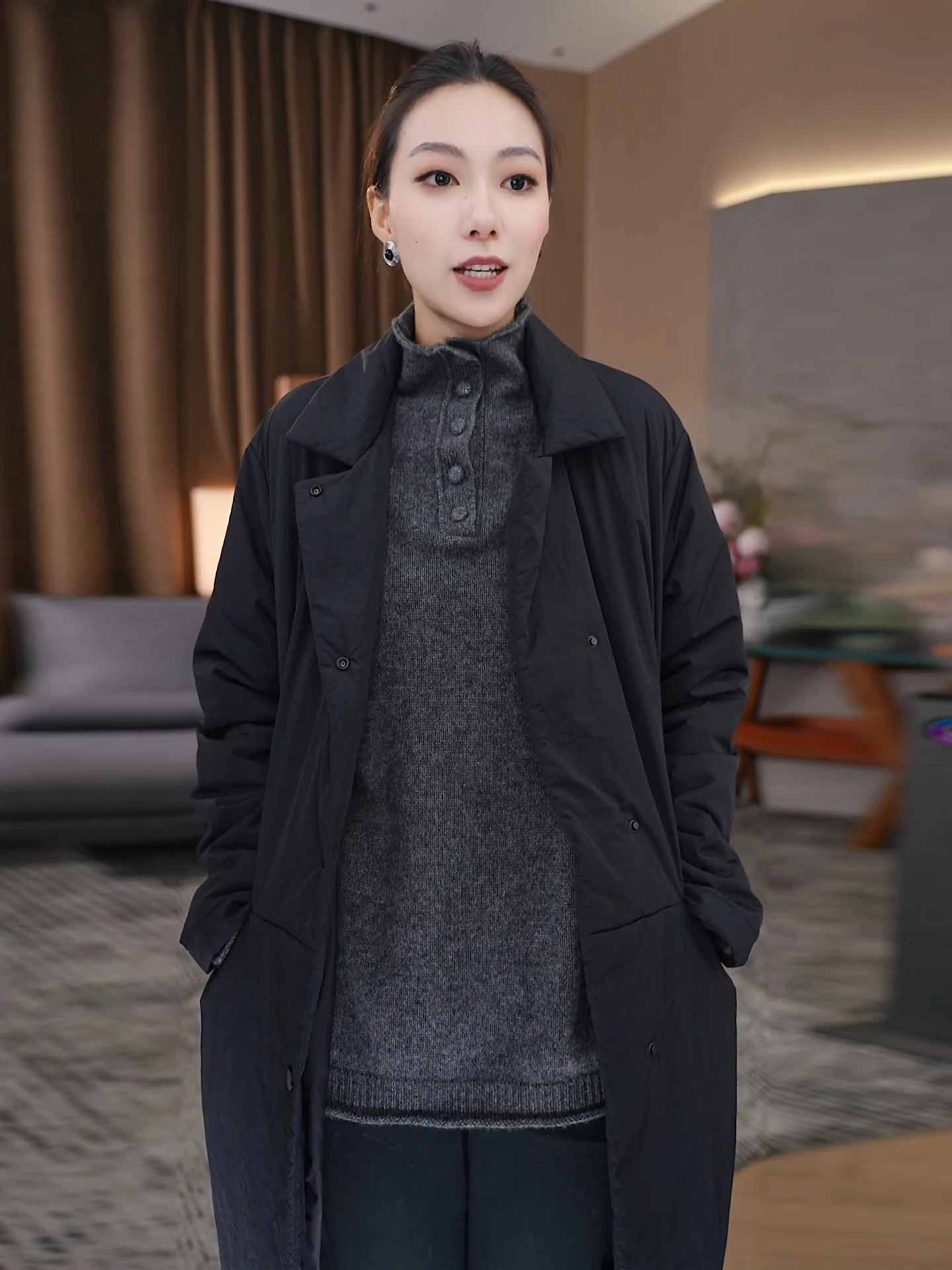 

Ретро-свитер из тибетской шерсти яка с пуговицами, свободный крой, воротник-стойка, женский, зимний, теплый базовый слой, мягкая смесь полиэстера