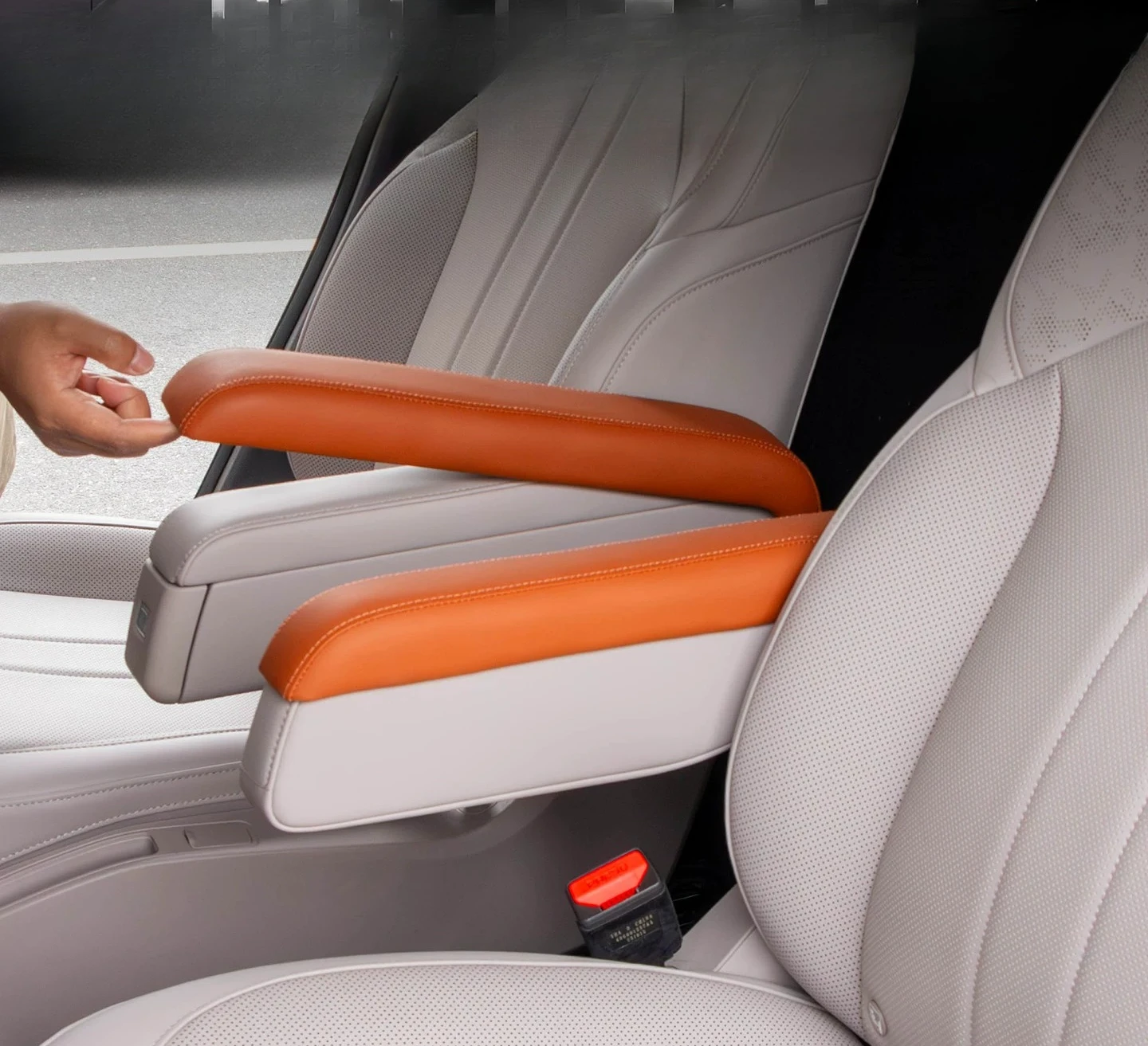 Car Second Row Seat Armrest Protective Cover ABS Leather Wrapped Armrest Protector Accessories For Jetour G700 2025 2026