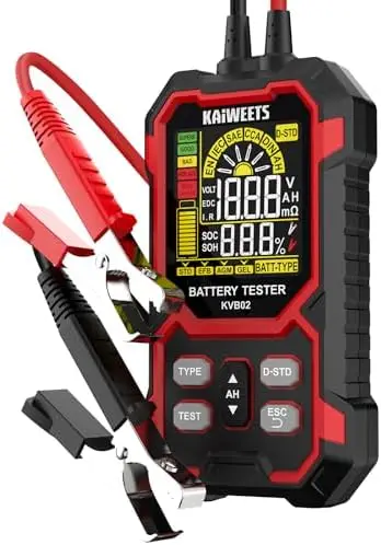 

KAIWEETS 12V/24V Car Battery Tester – Digital CCA Analyzer for Cars, Trucks, Motorcycles, Boats – 50-2000 CCA