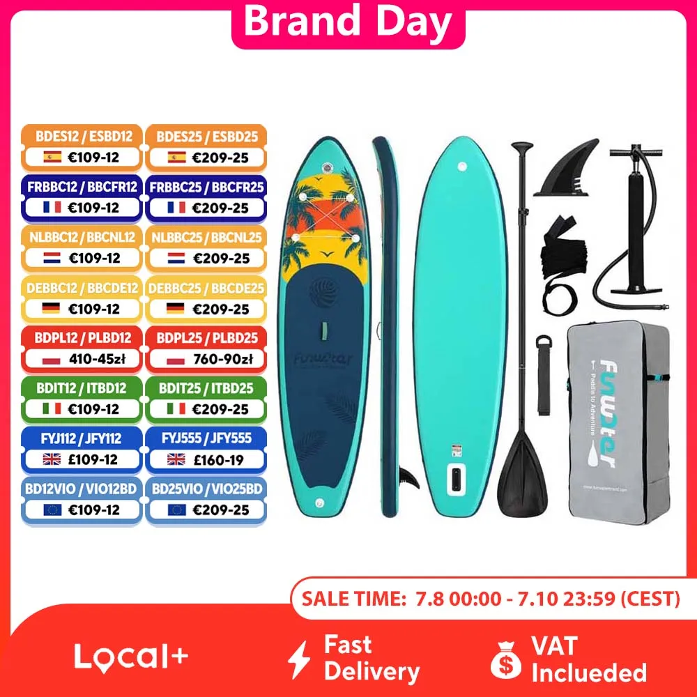 FunWater Inflatable Stand Up Paddle Board Paddling Board Surfboard Surf Sup Board 320-385CM  Non-Slip Water Sport Paddle Board