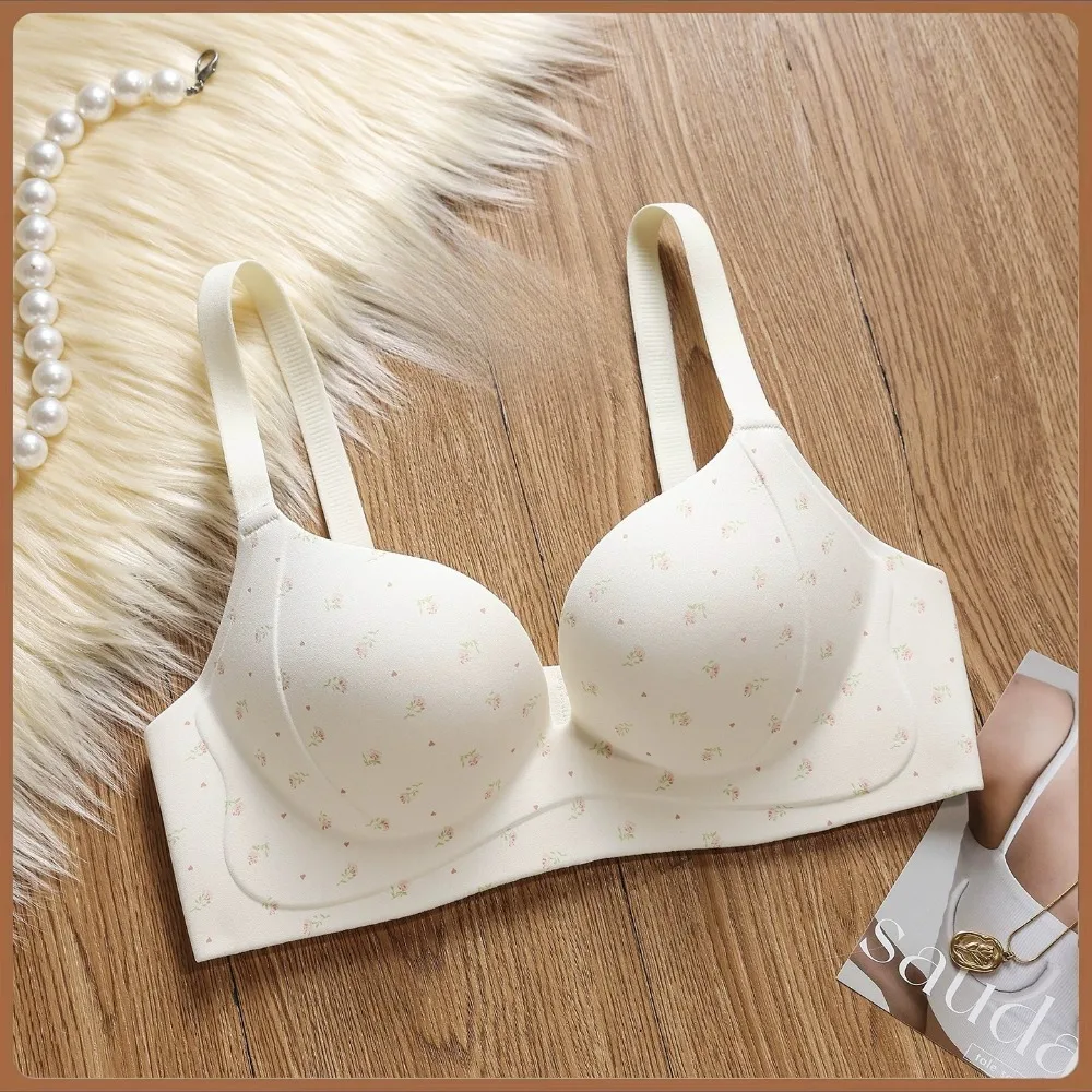 Lingerie Sensual Sutiã Sem Costura De Bolinhas Push Up Para Peito Pequeno Anti Flacidez Apoio Lateral Macio Respirável Verão