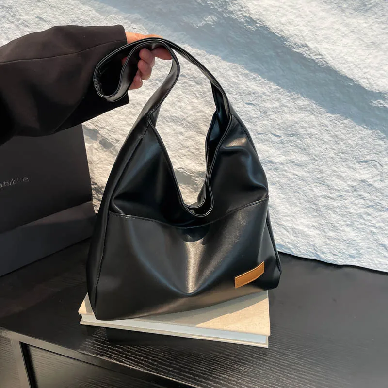 

New 2026 new spring soft surface large capacity solid color retro casual commuting single shoulder underarm tote bag women