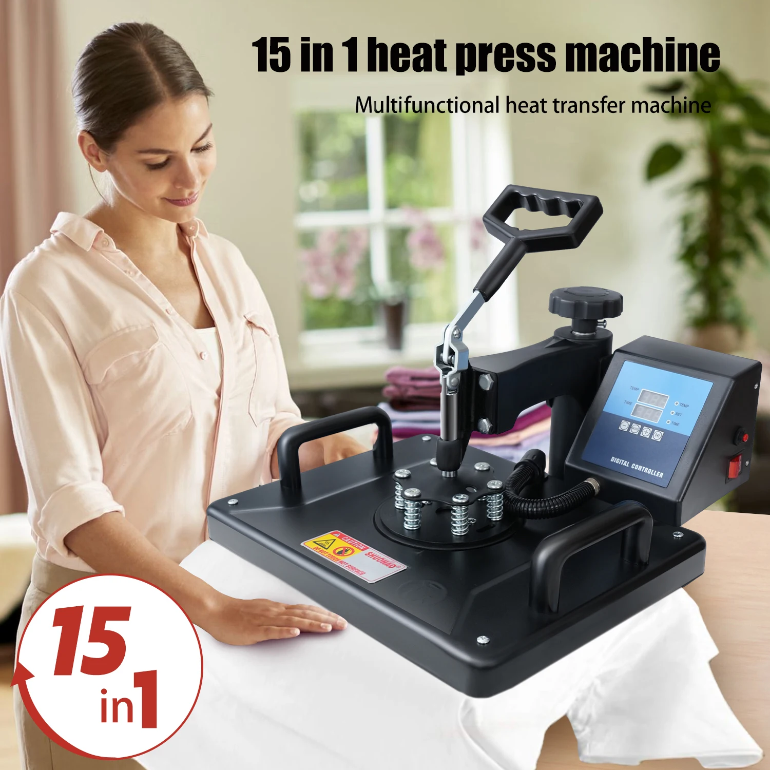 Imagem -02 - Multifuncional Sublimação Heat Press Machine T-shirt Impressora de Transferência de Calor Caneca Cap Garrafa de Futebol Caneta Sapatos 15 em Combo