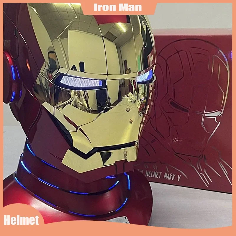 

Hot Marvel Iron Man Autoking 1/1 Mk5 Helmet Remote And Voice Control Iron Man Automatic Helmet Mask With Led Light Boys Gift