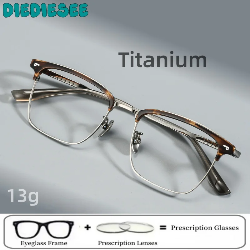 

DIEDIESEE Ultra Light Retro Anti Blue Light Glasses Frame Business Eyebrow Line Glasses Frame Men's Flat Light Glasses 18206T