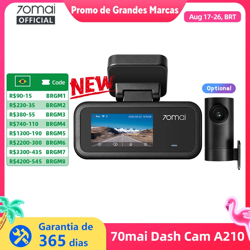 70mai A210 Câmera Veicular 1080P HDR com GPS e Wi-Fi