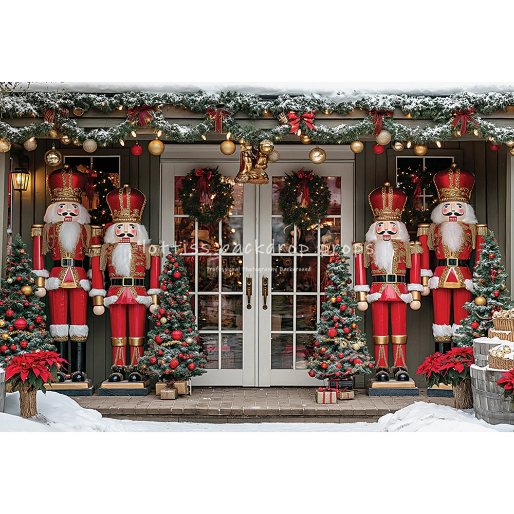 Xmas Nutcracker Guards Backdrops Kids Baby Photography Child Adult Photocall Decors Child Adult Photo Winer Snowflake Background