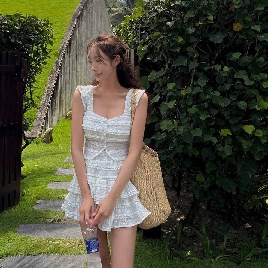 

Новинка 2026: Корейский купальник-комбинезон в балетном стиле с юбкой для женщин – нежный, сексуальный, скромный, с высокой талией и эффектом утяжки живота