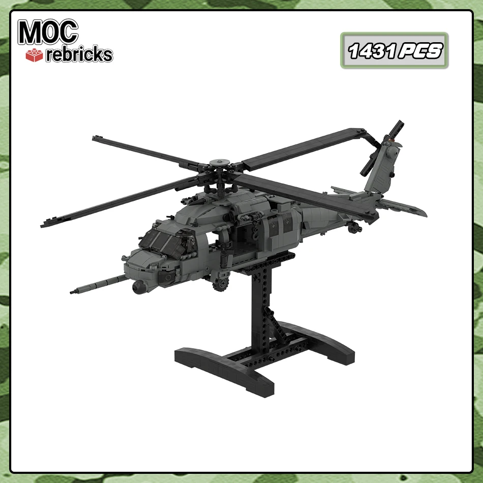 MOC HH-60G Paving Eagle Helicopter Building Blocks Air Force Combat Weapons Model Bricks Desktop Display Toys Kids Puzzle Gift