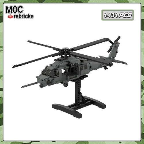 MOC HH-60G 포장 독수리 헬리콥터 빌딩 블록, 공군 전투 무기 모델 벽돌, 데스크탑 디스플레이 장난감, 어린이 퍼즐 선물