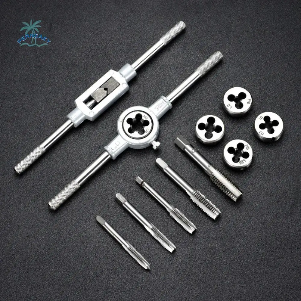 

M3-M12 Screw Hand Tap and Die Set Thread Plugs High Hardness Round Die Reamer Metric Wear-resistant Hand Tap Wrench Hardware