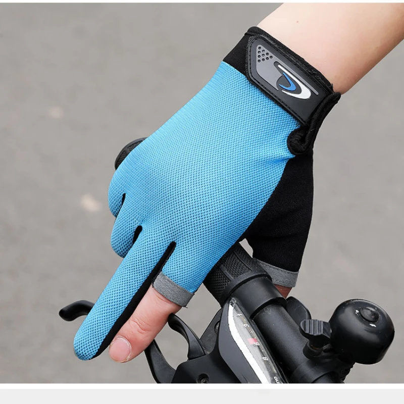 Summer Men Riding Glove Women Two Finger Cut Male Touchscreen Angling Anti-Slip Sun-Proof Breathable Cycling Fitness Gloves