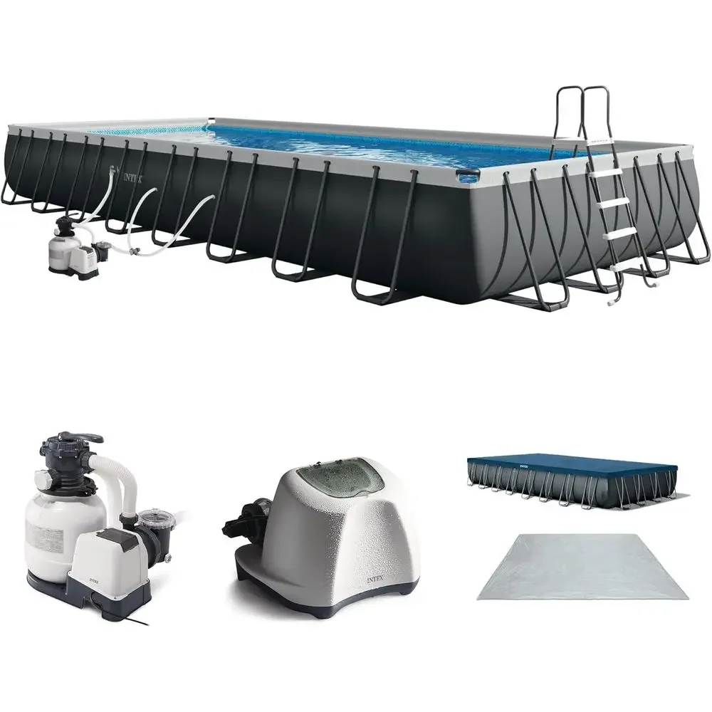 32t x 16t Above Ground Pool Set with Sand Filter Pump and Saltwater System