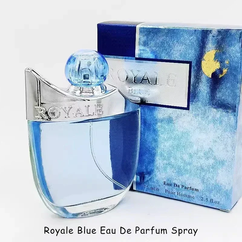 

75ml Original Dubai Royal Blue Perfumery Masculine Spray with Intense Woody Notes and Melon Scent