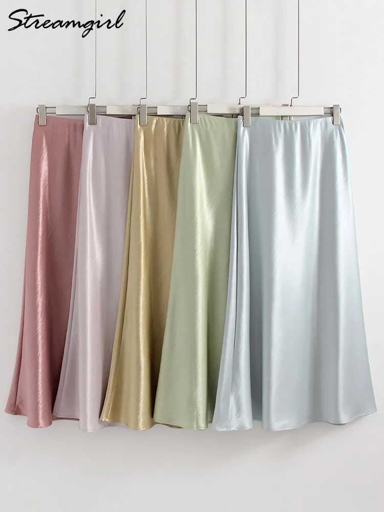 

Юбка-русалка Streamgirl для женщин, длинная облегающая желтая юбка макси из шелка, летняя/весенняя, с высокой талией, женская атласная юбка класса люкс, юбка женская