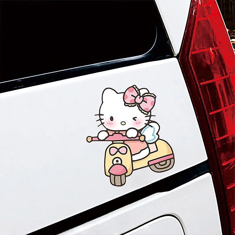 1Pair Cartoon Sanrio Car Reflective Sticker Cute Hello Kitty Waterproof Blocking Scratches Car Warning Decoration Sticker Gifts