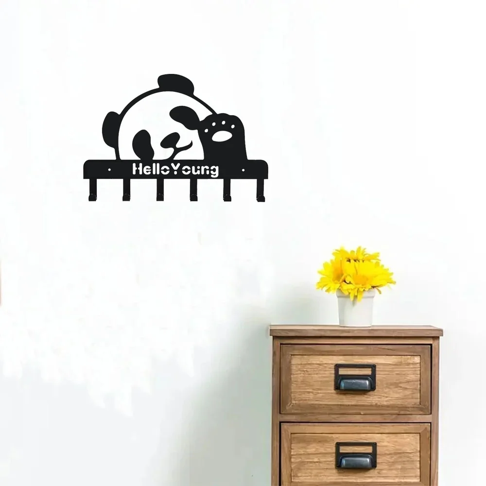 1pc Sweet Cute Panda Keychain Wall Mounted Coat Rack Keychain Key Hanger Towel Rack Lovely Practical Wall Mounted Storage