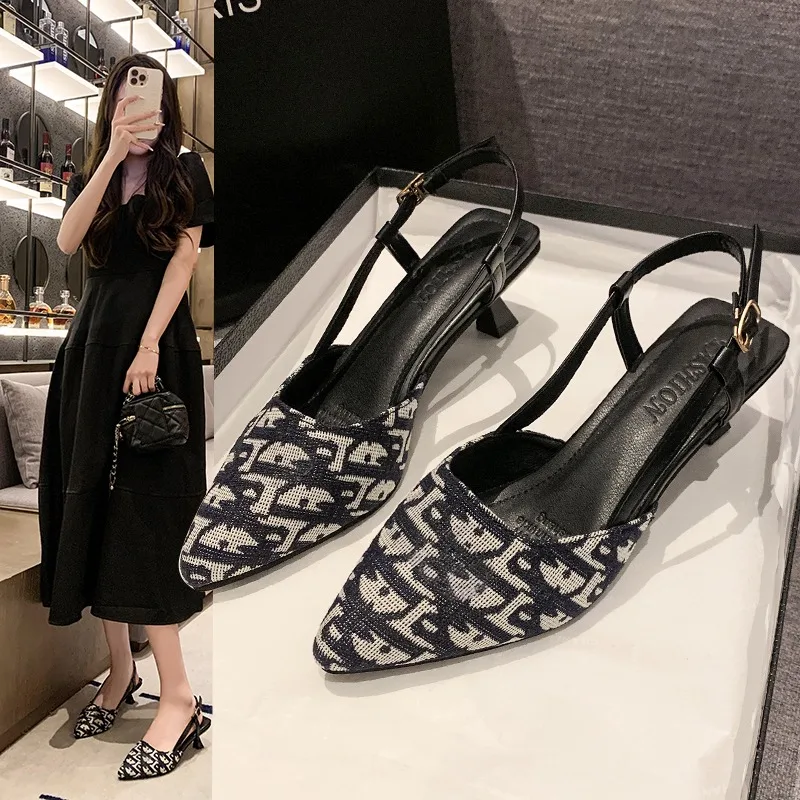 

2025 NEW Elegant Womens' Pointed Toe Heeled Black High Heels Shoes Comfortable Single Shoes New Spring Summer