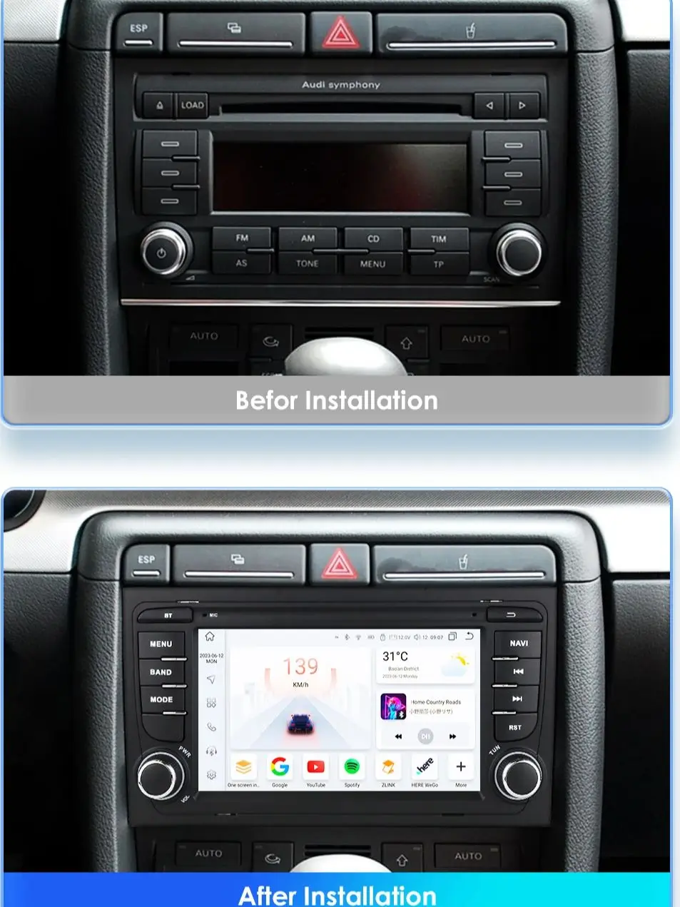2Din Android 12 CarPlay Android Auto Radio Für Audi A4 B6 2000-2006 S4 B7 RS4 Sitz Exeo Auto multimedia-Player GPS 4G autoradio