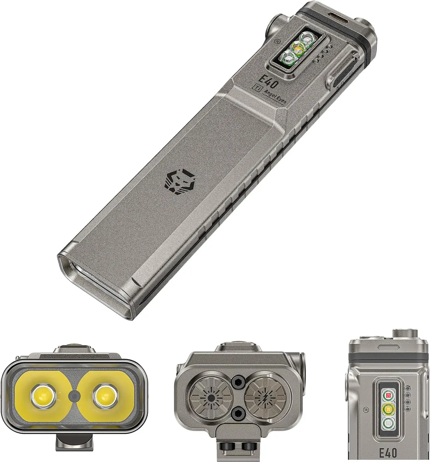 

Фонарь RovyVon E40 Titanium EDC, 365 нм УФ, красный и белый свет, 3600 люмен